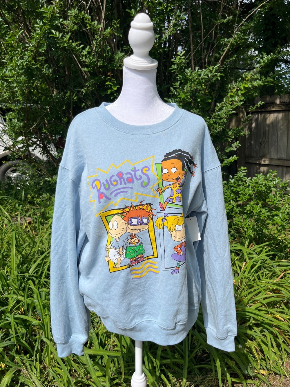 NWT Retro Rugrats Carteen Light Blue Graphic Unisex Adult Sweatshirt Size Medium